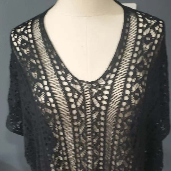 Chic Black Lace Blouse Swim Cover Up - Picture 3 of 11